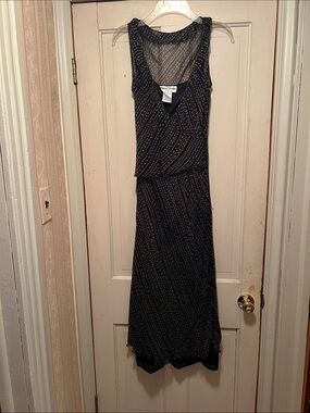 Ronni Nicole Black Maxi Dress with Gold Dotted Pattern